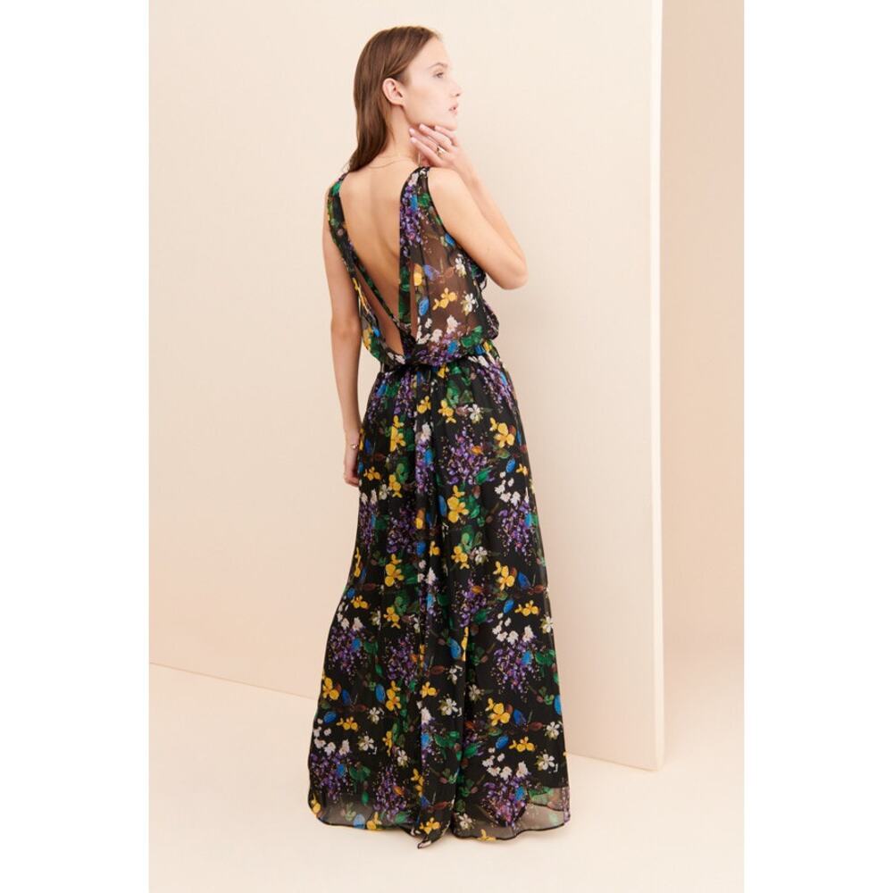 Eywasouls Size XS/S Malibu Event‎ Black Vintage Abroad Maxi Black Floral Print